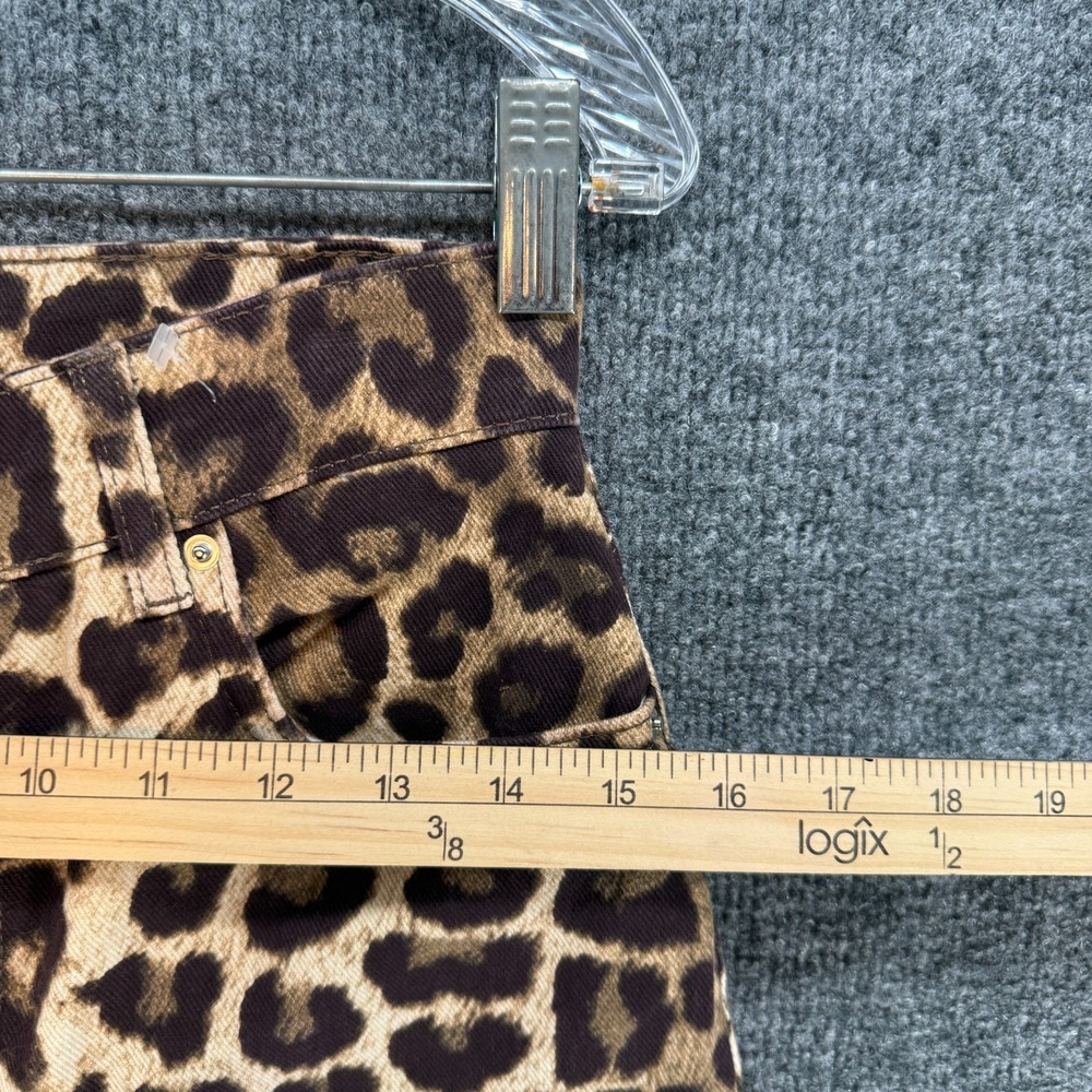 Aligne Jeans Womens 26 Brown Leopard Print High Rise Straight Y2K Festival Party - Picture 8 of 11